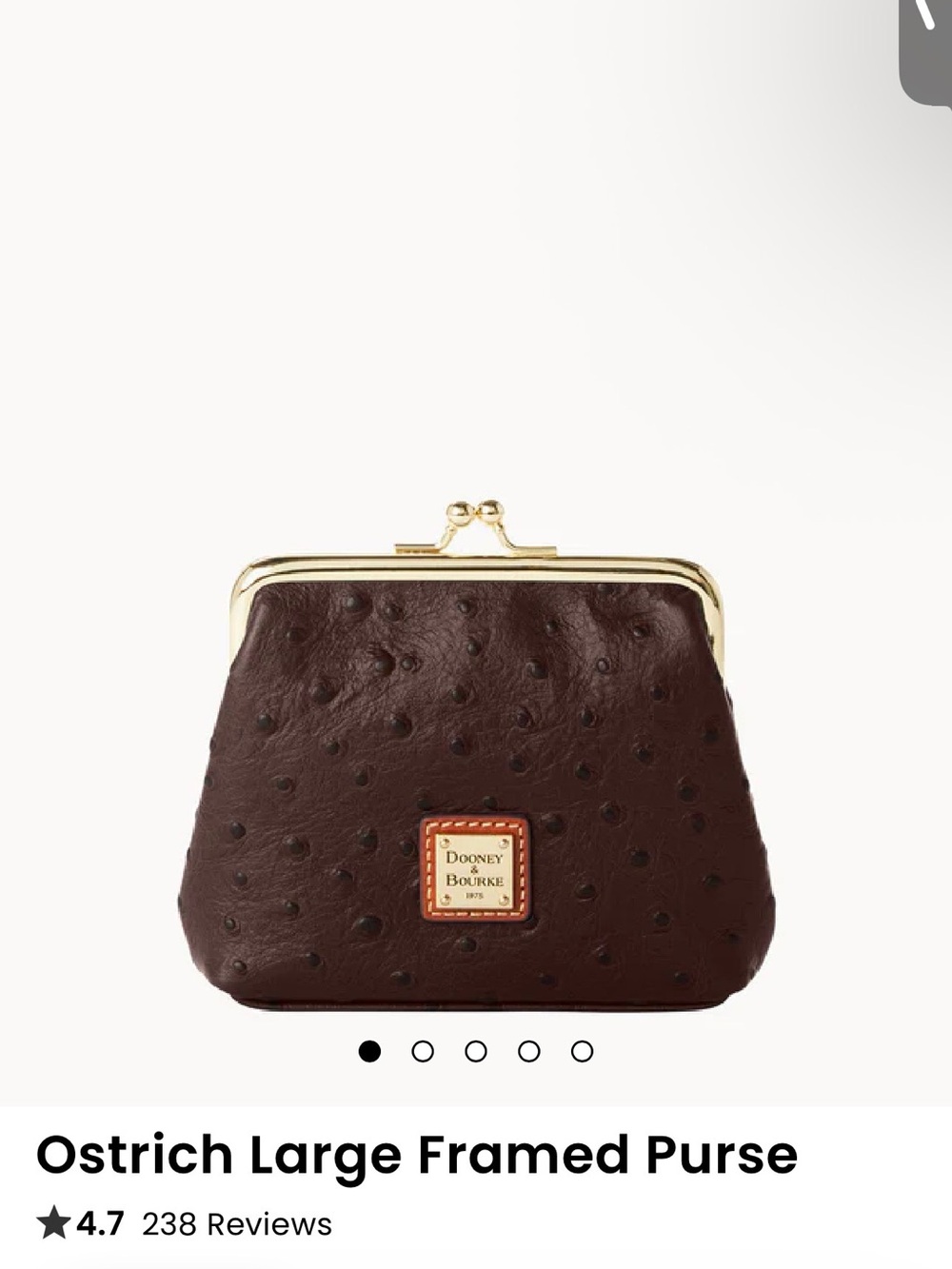 Dooney & Bourke Dark Brown Ostrich-Stamped Framed Coin Purse